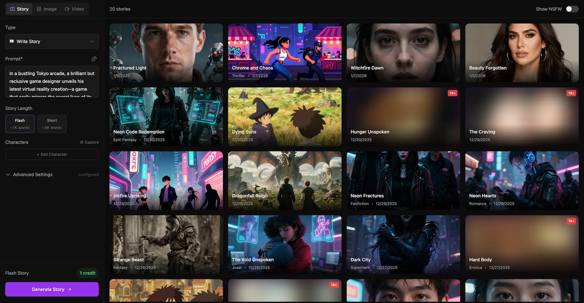 DeepFiction Studio unified workspace showing split-panel design