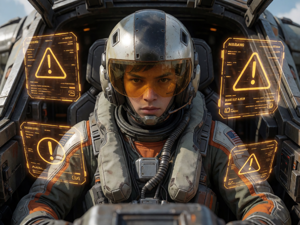 Mech Pilot in Cockpit