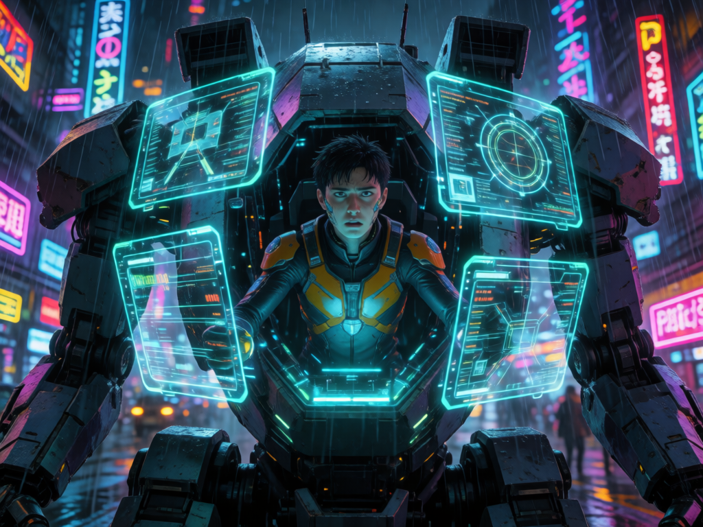 Mech Pilot in Cockpit
