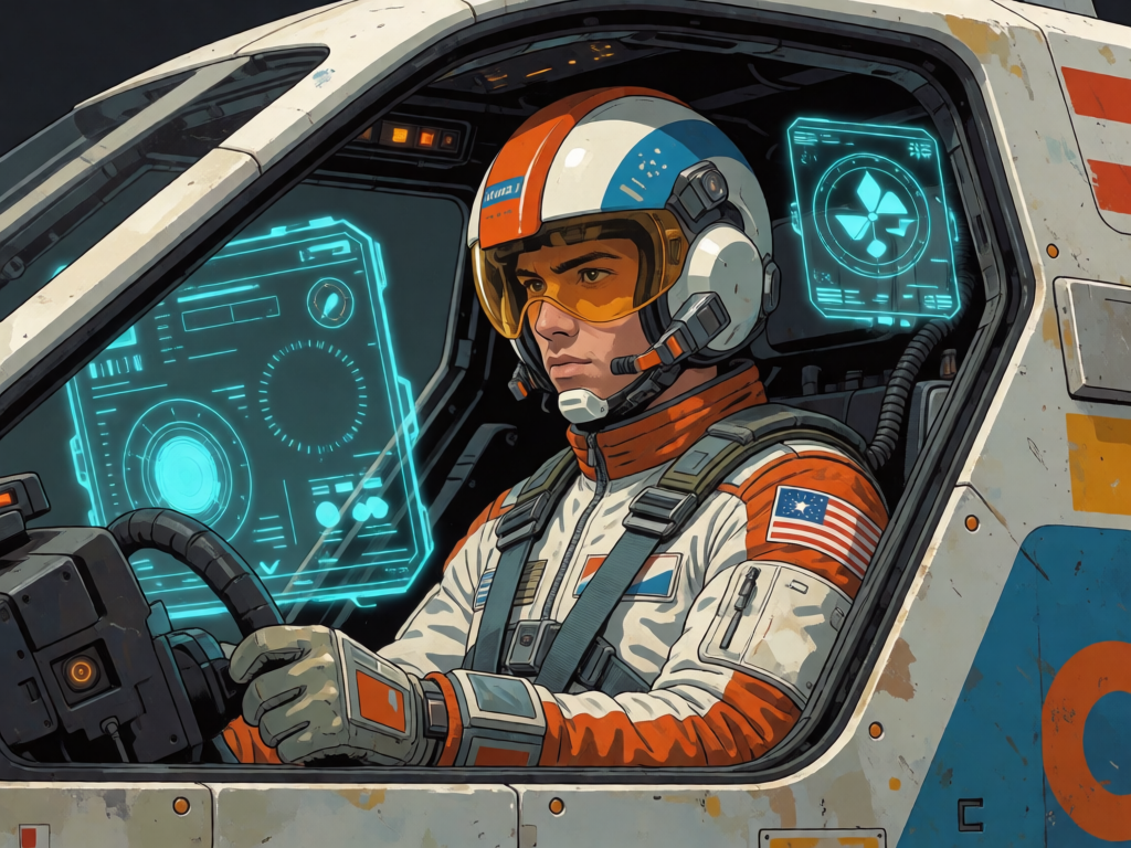 Mech Pilot in Cockpit